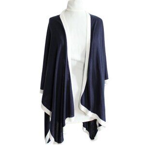 Ralph Lauren Two-tone Knit Ruana Navy and White